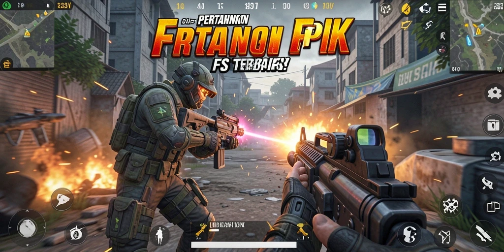 Tampilan epik dalam gameplay 333V saat aksi tembak-menembak berlangsung.
