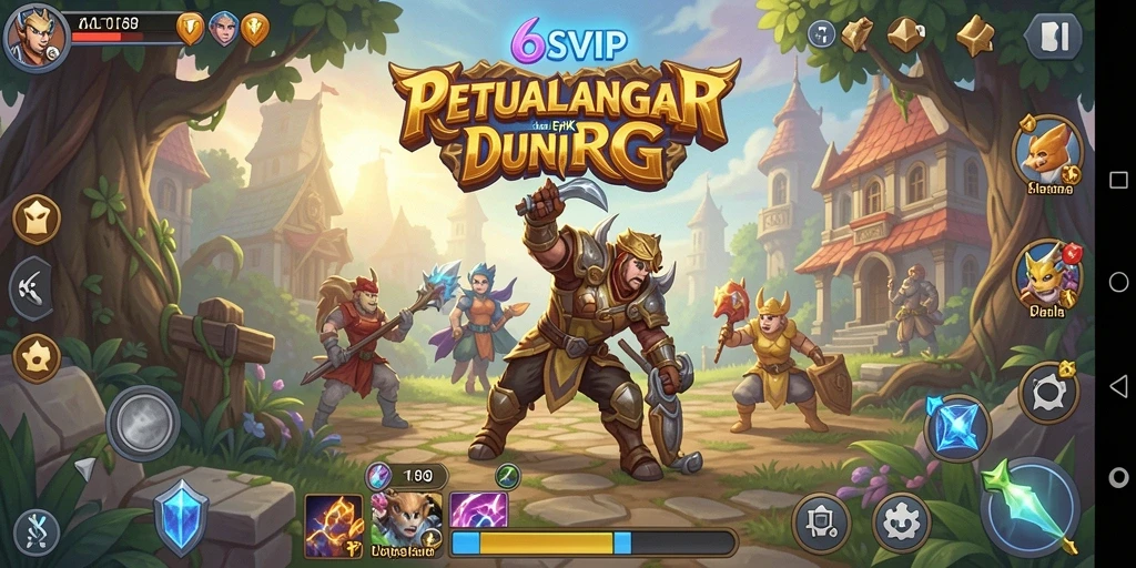 Screenshot gameplay dari 6SVIP yang menunjukkan pertempuran epik di dunia RPG.