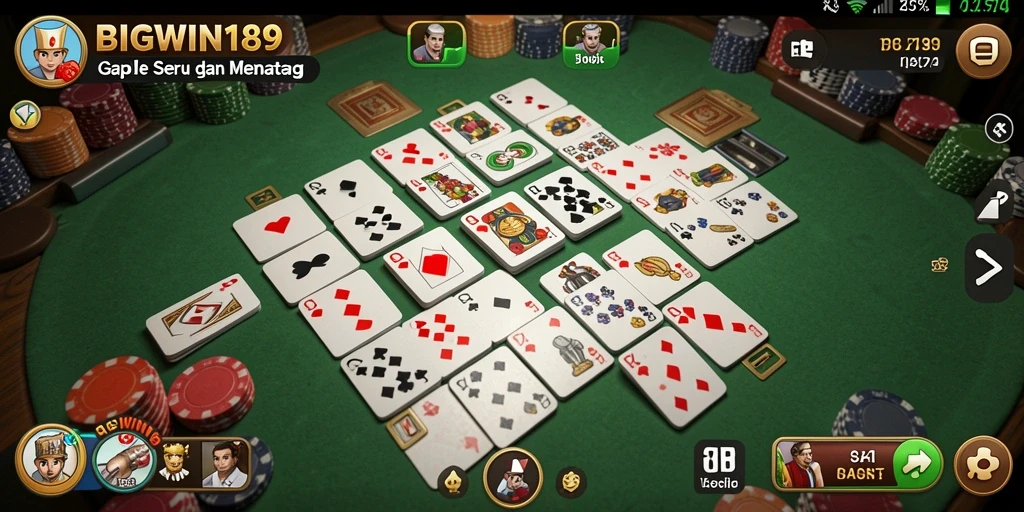 Tampilan gameplay seru dalam permainan Gaple BIGWIN189.