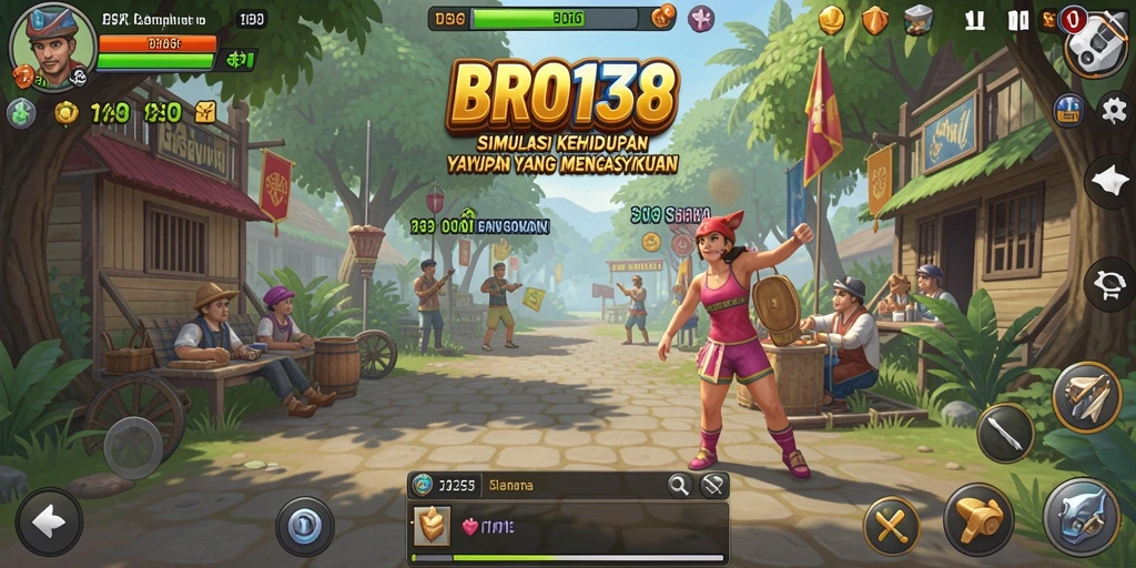 Screenshot gameplay BRO138 menampilkan karakter dalam simulasi kehidupan.