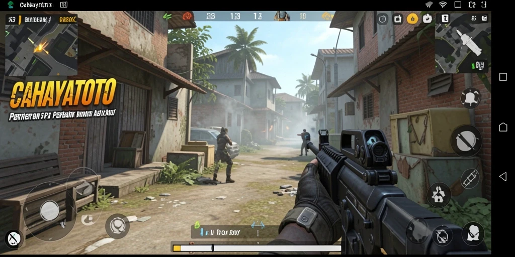 Tampilan gameplay intens dari CAHAYATOTO dalam pertempuran FPS.