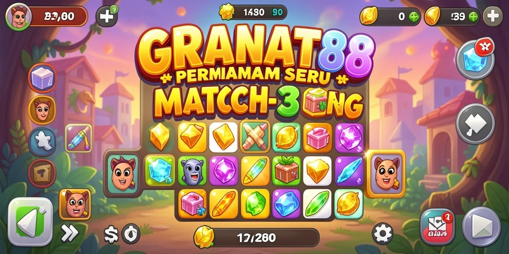 Tampilan gameplay seru dari GRANAT88 dengan tantangan Match-3.