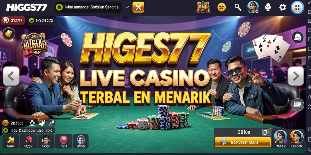 Tampilan gameplay HIGGS777 yang menakjubkan dengan dealer real-time.