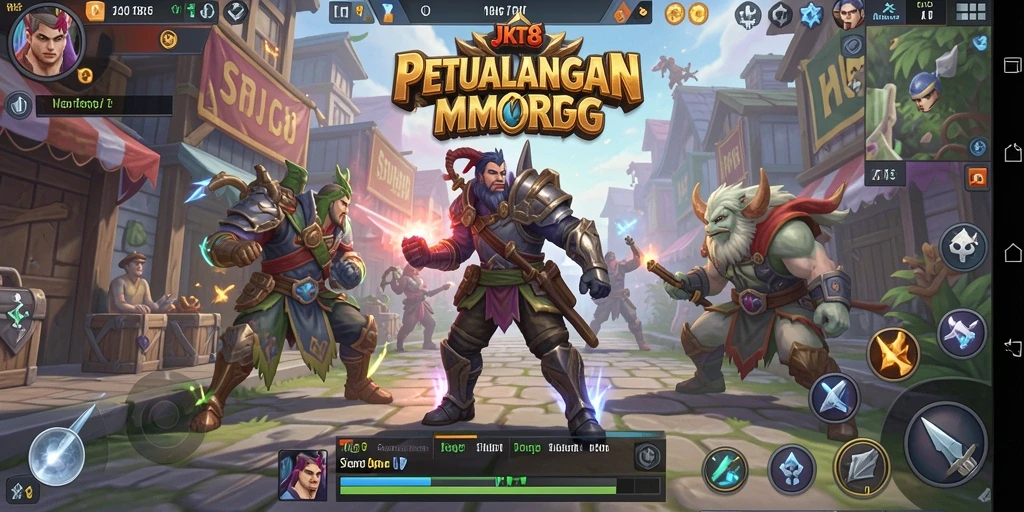 Screenshot gameplay JKT8 menunjukkan pertarungan epik dalam dunia MMORPG.