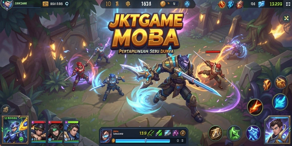 Tampilan gameplay seru di JKTGAME saat pertempuran intens.