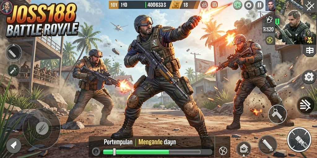 Screenshot memperlihatkan aksi menegangkan dalam gameplay Battle Royale.