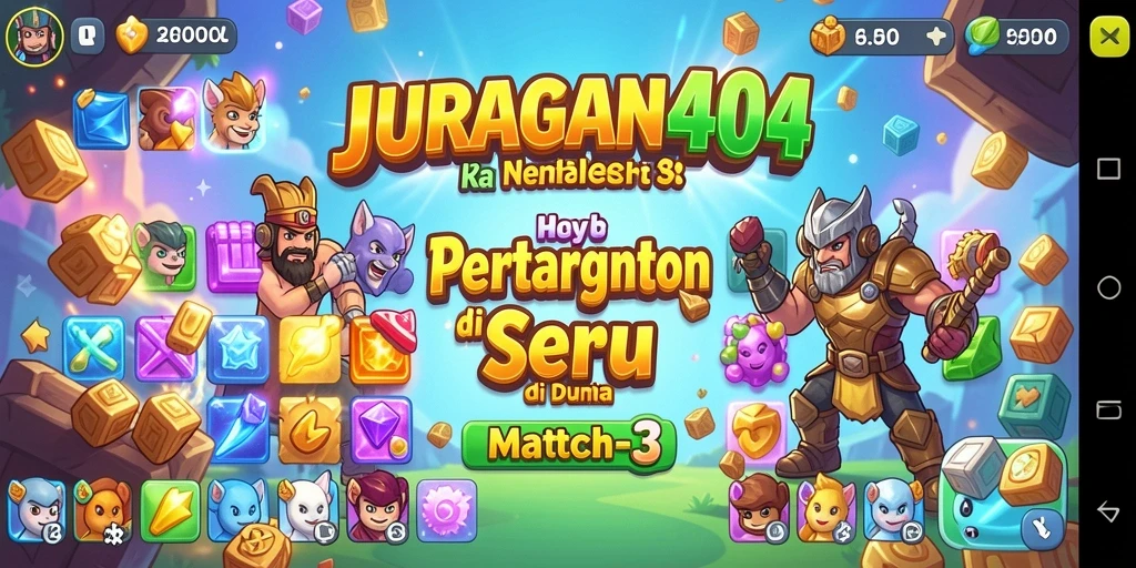 Screenshot JURAGAN404 menampilkan gameplay seru dalam mencocokkan objek.