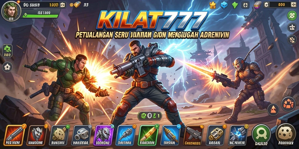 Screenshot permainan KILAT777 menampilkan karakter bertempur dengan grafis premium.