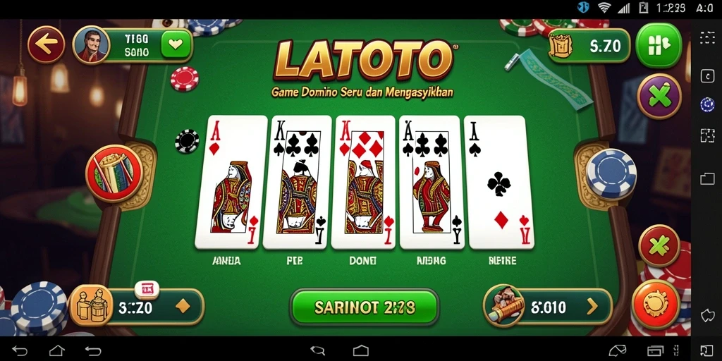 Screenshot utama LATOTO menampilkan gameplay seru Domino.