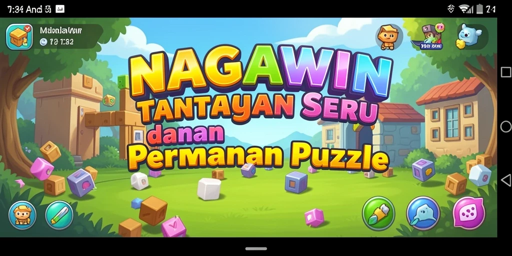 Tampilan gameplay seru NAGAWIN dengan berbagai jenis puzzle menantang.