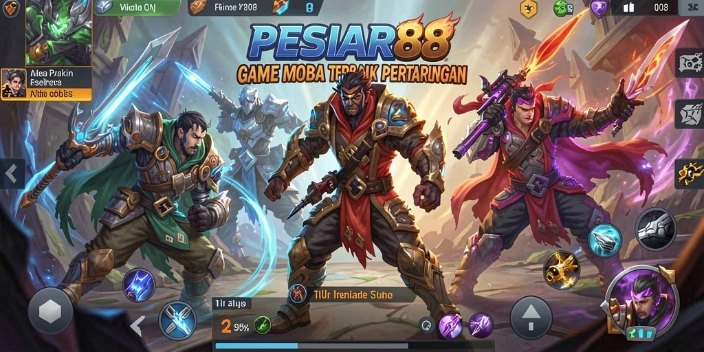 Tampilan seru gameplay PESIAR88 dengan hero bertarung di arena.