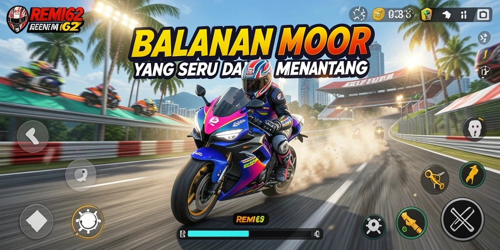 Tampilan gameplay balapan motor yang seru dan penuh aksi.