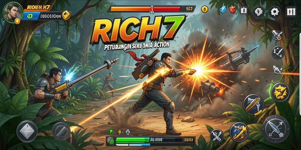 Screenshot dari gameplay RICH7 yang penuh aksi dan tantangan.