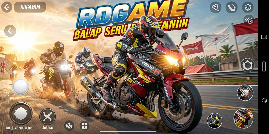 Gameplay RPGAME menampilkan balapan motor yang seru dan intens.