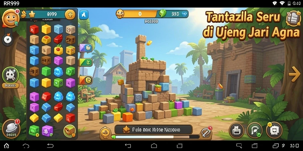 Screenshot gameplay RR999 menunjukkan tantangan puzzle yang menarik.