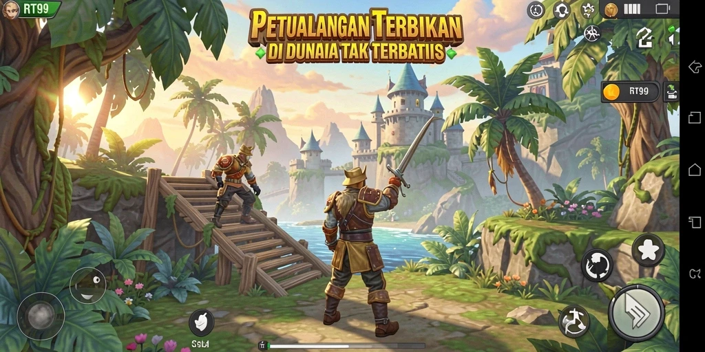 Gameplay RT99 yang menampilkan dunia terbuka yang luas dan dinamis.