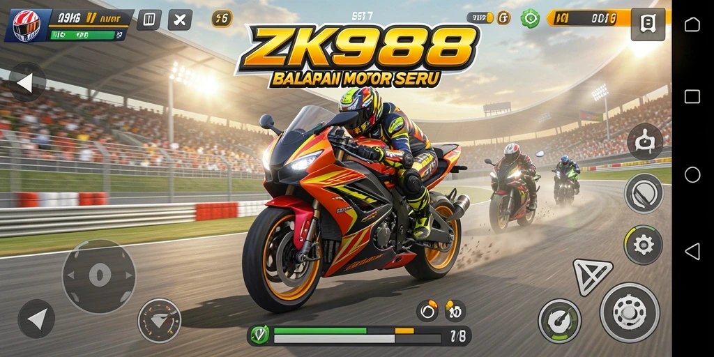 Gameplay balapan motor yang mendebarkan di ZK988.